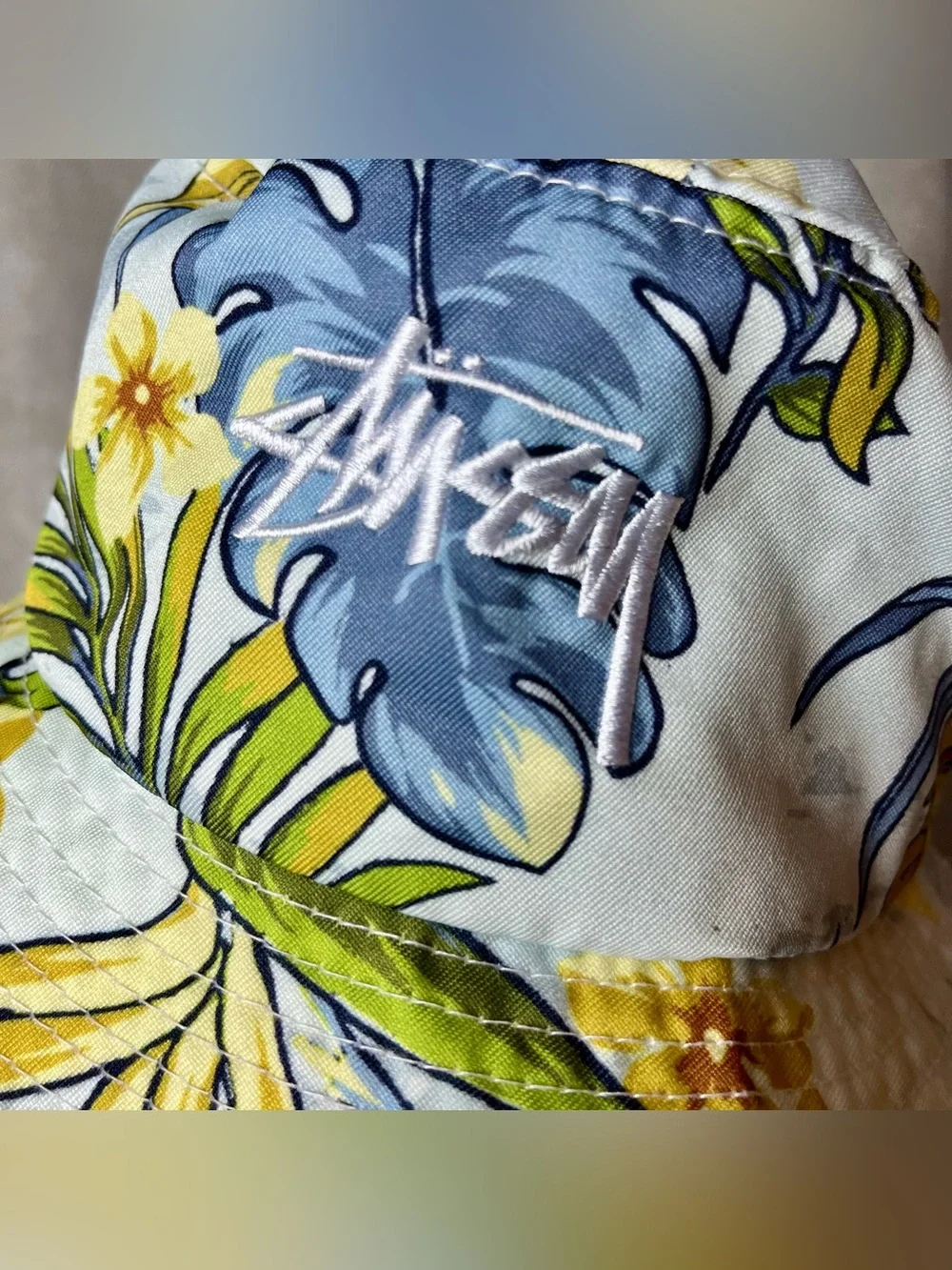 Stüssy Paradise AOP Floral Bucket Hat Light Blue Tropical Hibiscus Streetwear SM